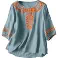 thumbnail image 3 of Womens Tops Casual Solid Stand Collar Button Down Shirt Spring Summer Shirts for Women Blue M, 3 of 9