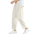 thumbnail image 2 of Yusimy Men's Casual Pants Elastic Waist Drawstring Solid Color Pocket Casual Style, 2 of 4
