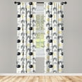 thumbnail image 2 of Ambesonne Cat Curtains, Sleeping Animals Star Artwork, Pair of 28"x63", Mustard Grey and White, 2 of 4