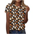 thumbnail image 2 of ersvoioy Halloween Shirt Women Funny Print Shirts Fashion Crewneck Halloween Short Sleeve Graphic Tees Fall Holiday Party Family T-Shirts Tops Multicolor L, 2 of 6