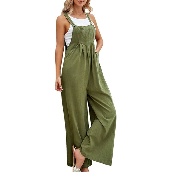 Women's Jumpsuits, Rompers & Overalls Casual Romper Strap Solid Button Long Overall Jumpsuit for Women With Pocket