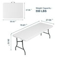 thumbnail image 2 of Hommoo 6ft Plastic Folding Table, Indoor Outdoor Portable Picnic Table for Home Office Party Picnic, with Lock, White, 2 of 7