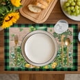 thumbnail image 4 of St Patricks Day Placemats Set of 12, Watercolor Dogs Green Shamrock Wood Grain Placemats for Dining Table, Place Mats for Kitchen Tabletop, Waterproof Wipeable Dining Table Mats Set, 4 of 9