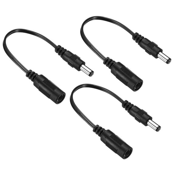 Uxcell DC 5.5x2.1mm Female to 5.5x2.5mm Male Extension Cable Adapter Cord Black 3 Pack