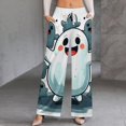 thumbnail image 2 of Cute Ghost Squad Women's Casual Wide Leg Pants Comfort Pockets Elastic Waist Loose Fit Pants, 2 of 7