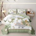 thumbnail image 2 of Erosebridal Kawaii Green Dinosaur Quilt King for Boys Girls, Jungle Tree Print King Coverlet Set, 3-Piece, 2 of 7
