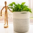 thumbnail image 3 of BrowQuartz Cotton Storage Basket Handmade Braided Wide Mouth Replacement Household Plant Toys Toiletries Container Organizer Type 2 30cm, 3 of 6