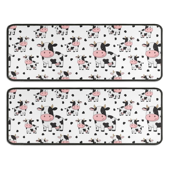Kitchen Rugs Sets Of 2,White Cow Family Spot Pattern Anti Fatigue Kitchen Mat Rugs Non Slip Washable,Decorative Kitchen Floor Mats for Kitchen,Sink,Laundry,17"x47" 17"x47"