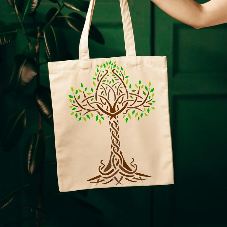Girls Swinging Under Tree Stencil - 11.8x11.8 Inch Reusable Painting Template For Walls, Wood & Fabric