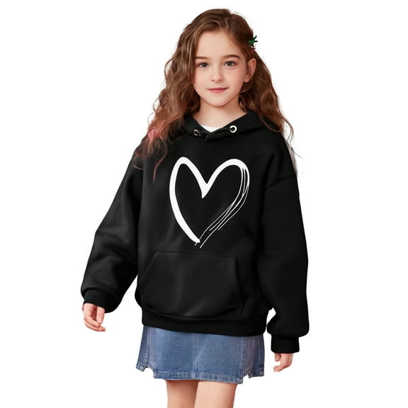 Kids Hoodie Heart Graphic Print Hooded Lightweight Long Sleeve Hoodies Winter Clothes 8-9 Years Old Boy Clothes Kids Clothes