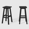 thumbnail image 3 of WestinTrends Malibu 29" HDPE Outdoor Patio Square Bar Stools (Set of 2), Black, 3 of 8