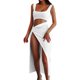 thumbnail image 1 of Vestido con tirantes y aberturas para mujer 2025 Summer - Cuello cuadrado, sin mangas, poliéster, fiesta/casual, XS-L, 1 of 5