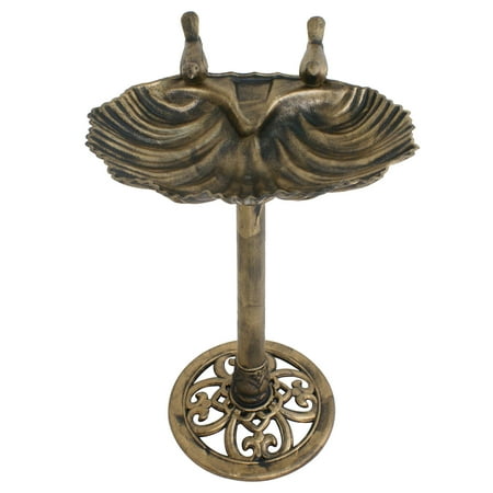 ZENY Sitting Pair Birdbath Antique Gold Pedestal Outdoor Garden Decor Bird Bath