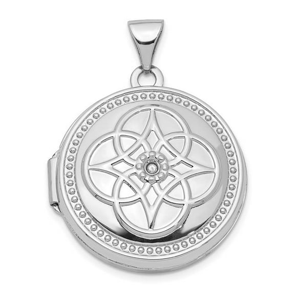 Quality Gold XL742 14K White Gold 20 mm Diamond Locket Pendant