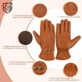 thumbnail image 2 of Riparo Men's Winter Nappa Leather Dress Driving Riding Gloves Fleece Lining for Men, 2 of 5