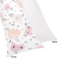 Sweet Jojo Designs  Blush Pink, Grey and White Watercolor Floral Collection Body Pillow Case (Pillow Not Included)