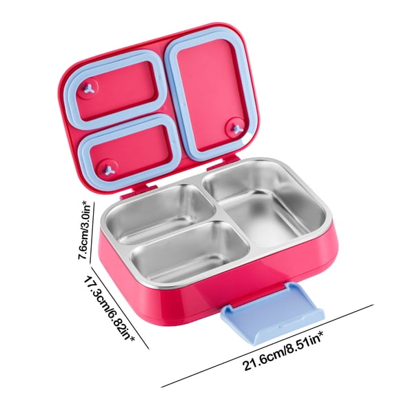 Rkxzt Stainless Steel Lunch Box Stainless Steel 3 Compartment Lunch Box 21.6x17.3x7.6cm Insulated Microwave Safe Meal Container Storage