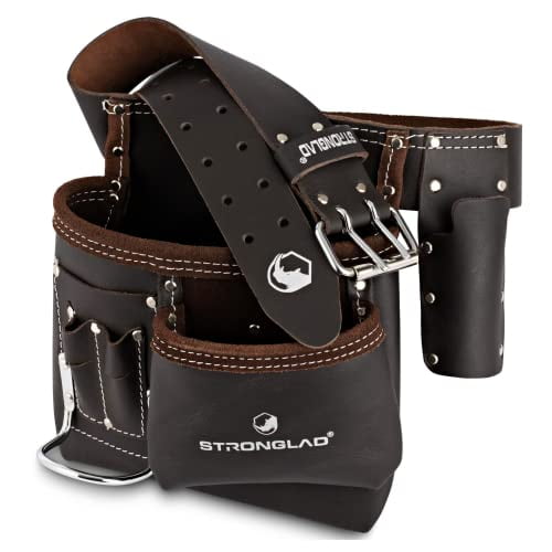 STRONGLAD 5-Pocket Single Side Brown Oil Tanned Leather Tool Belt