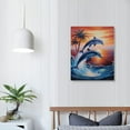thumbnail image 3 of JRXY  Dolphin Sunset Canvas Wall Art Animal Painting Art Decor Prints Picture of Dolphins Jumping Out of Water 12x16 in, 3 of 4
