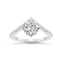 Round Shape 2 Carat IGI Certified Lab Grown Diamond Ring | 14K White Gold | Zelda Classic Chevron Diamond Ring | FG-VS1-VS2 Quality Friendly Diamonds