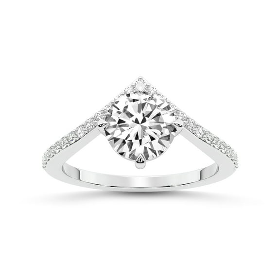 Round Shape 2 Carat IGI Certified Lab Grown Diamond Ring | 14K White Gold | Zelda Classic Chevron Diamond Ring | FG-VS1-VS2 Quality Friendly Diamonds