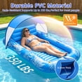 thumbnail image 5 of Inflatable Tanning Pool Lounger Float with Sprinkler & Canopy UPF50+, 77" x 48" Extra Large Tanning Pool Float for Adults, Sunbathing Water Lounge Bed with Pillow & Cup Holder for Backyard & Pool, 5 of 8