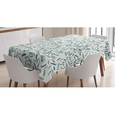 

Sage Tablecloth Pattern with Leaves Environment Nature Simplicity Summer Spring Plants Garden Rectangular Table Cover for Dining Room Kitchen 52 X 70 Inches Reseda Green White by Ambesonne