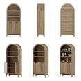 thumbnail image 7 of 72" Tall Arched Bookcase, Oak Large Floor Standing Bookshelf with Fluted Doors, Book Case for Living Room Hallway Kitchen Home Office Bedroom, 7 of 7