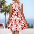 thumbnail image 5 of Gibobby Vestido corto casual para mujer Vestidos casuales de verano para mujer Vestido sin mangas con estampado de flores Vestido casual de playa(Rojo,XL), 5 of 5