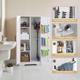 thumbnail image 2 of NORTHSKY Wooden Storage Cabinet, Broom Closet & Vacuum Cleaner Storage Compatible with Dyson Vacuum, Utility Cabinet for Brooms and Mops, Cleaning Tool Cabinet w/Doors for Garage, Home (White), 2 of 7