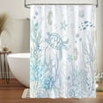 thumbnail image 6 of Dznils Nautical Coastal Fabric Shower Curtain, Blue Turtle Bathroom Curtain with 12 Hooks, 72" x 72", 6 of 9