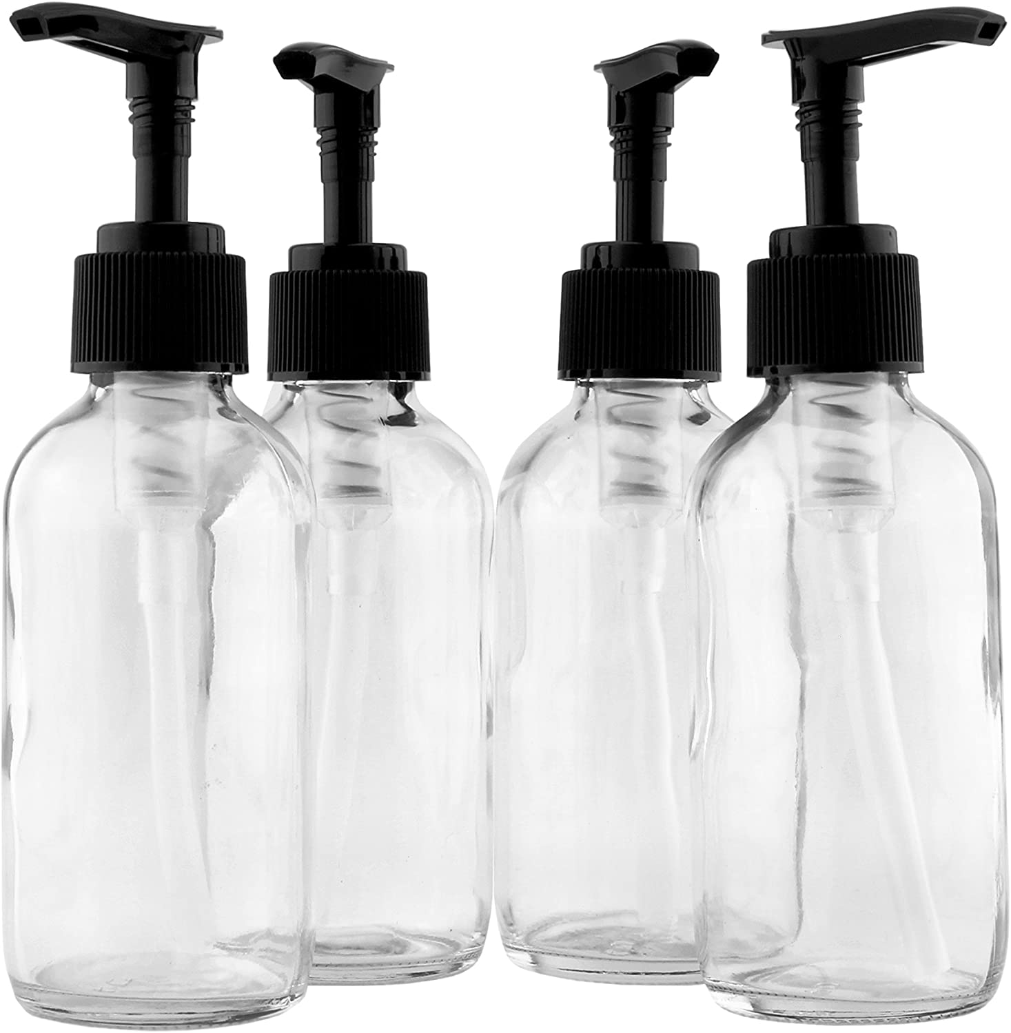 Download Cornucopia 4 Ounce Clear Glass Pump Bottles 4 Pack Refillable Glass Containers W Black Plastic Soap Lotion Pump Dispensers Walmart Com Walmart Com