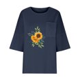 thumbnail image 3 of Birdeem Chemise Imitation Coton et Lin pour Femmes Manches 3/4 Col Rond T-Shirt Ample Décontracté Léger et à la Mode Haut d'Été, 3 of 10