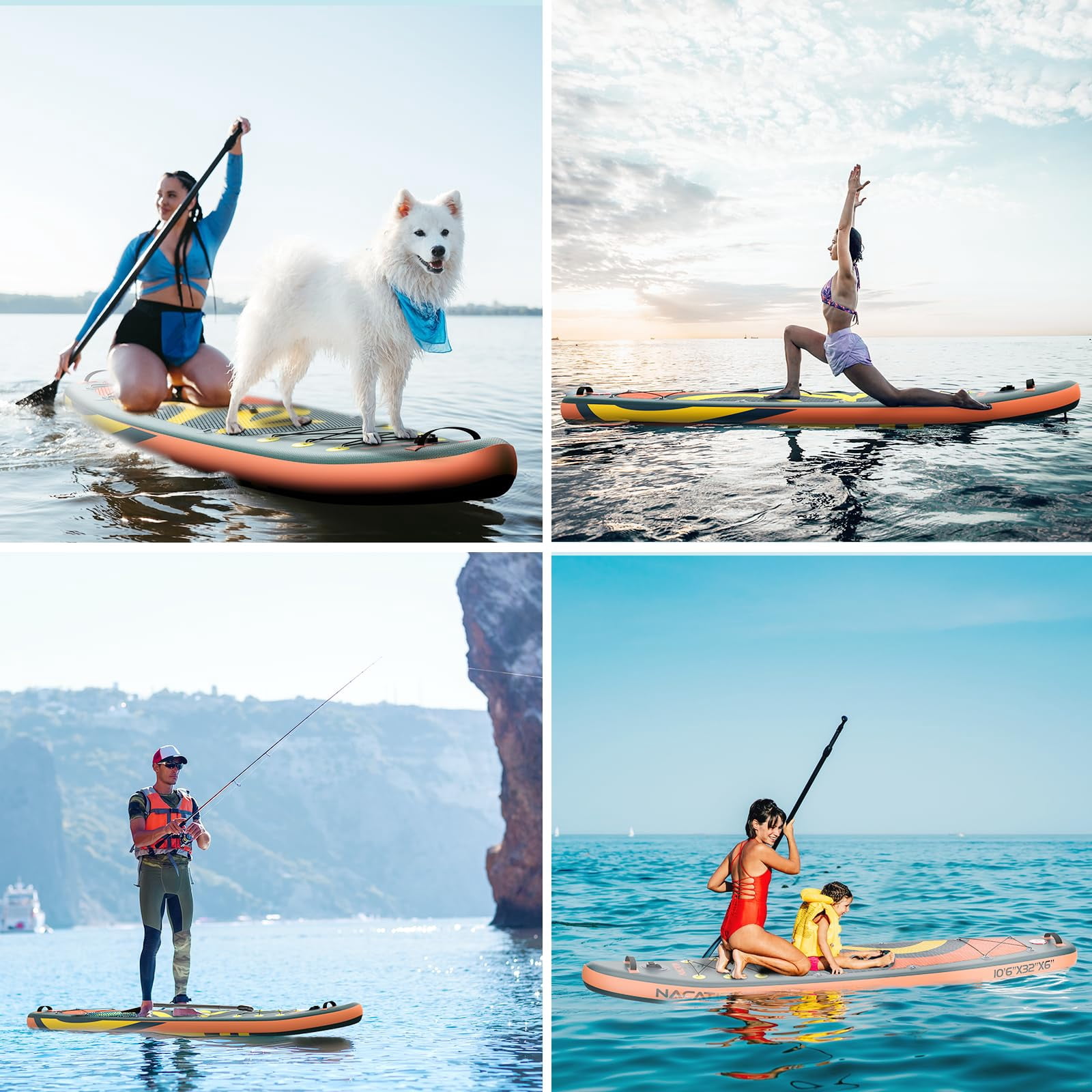 Upgraded Version 10'6" Inflatable Paddle Board Nacatin Stand-Up Paddleboard with Kayak Seat, Premium SUP Board Accessories Kit and Backpack