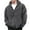 Gray, variant on Mens Fuzzy Fleece Warm Jacket Hooded Pullover Elastic Solid Color Flag Pattern Fluffy Coat with Pocket Black
