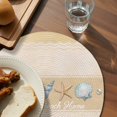 thumbnail image 3 of Yellow Summer Coastal Round 15 Inch Placemats Set of 8, Modern Ocean Waves Starfish Shell HeatResistant Non Slip Place Mats for Dining Table, Wipeable Braided Kitchen Table Mats for Housewarming, 3 of 9