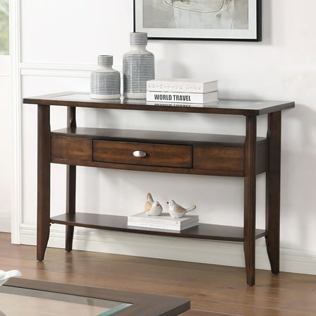 Furniture of America Garth 1-Drawer and 2-Shelf Wood Dark Walnut Sofa Table