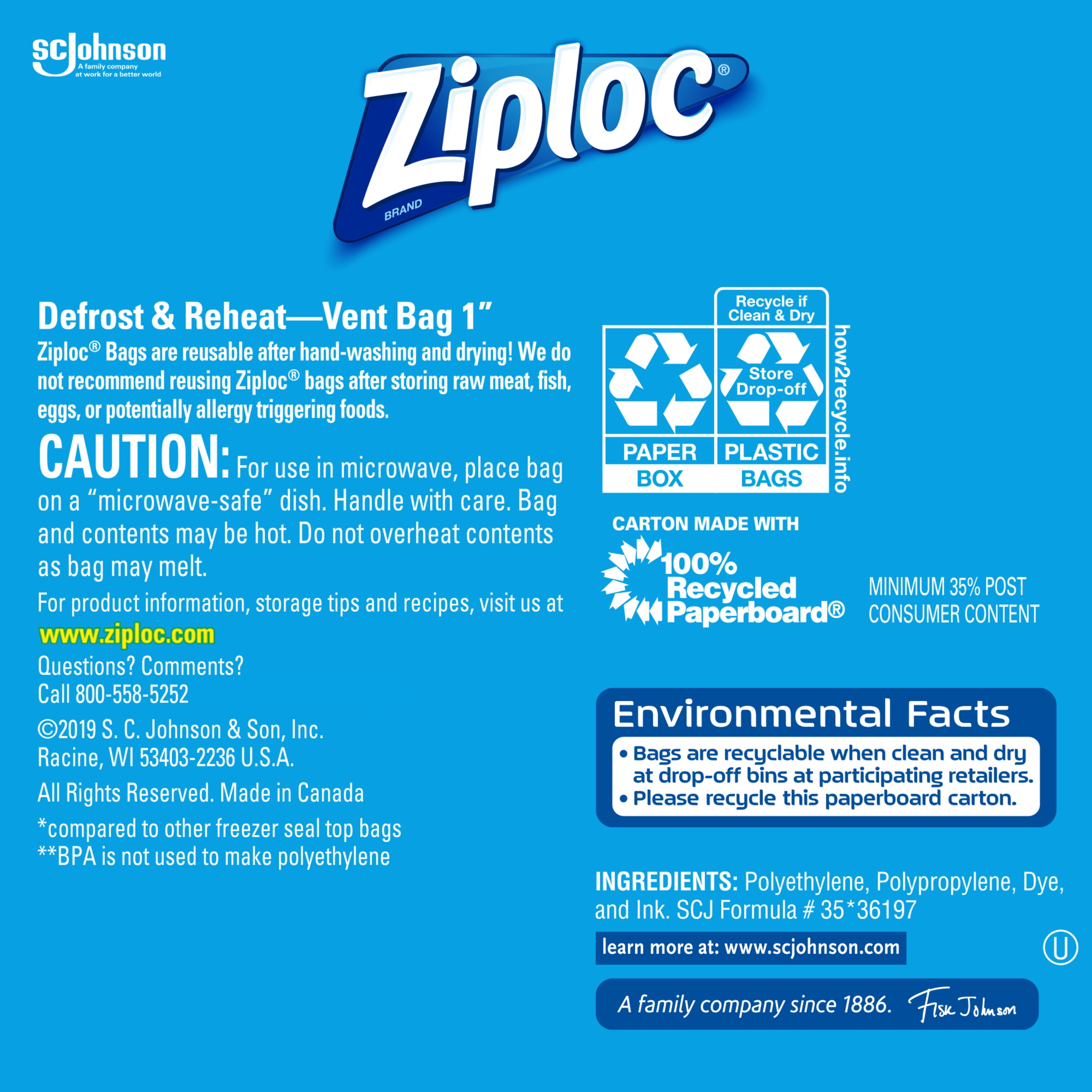 Ziploc 1 Qt. Double Zipper Freezer Bag (19-Count)