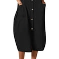 thumbnail image 4 of Gvmfive Women Casual Cotton Linen Sleeveless Loose Dress Button Down Pockets Midi Dress, 4 of 4