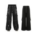 thumbnail image 2 of JYYYBF Women Cargo Jeans, Striped Zipper Button Closure Loose Casual Trousers Streetwear with Pockets, 2 of 6