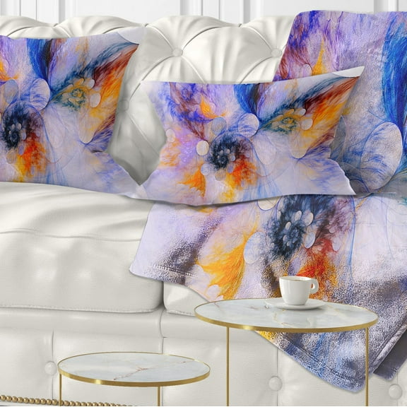 Designart Fractal Floral Art - Floral Throw Pillow - 12x20