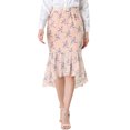 thumbnail image 1 of INSPIRE CHIC Women's Floral High-Low Elastic Waist Ruffle Hem Flowy Midi Chiffon Skirt, 1 of 6