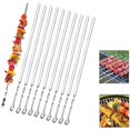 thumbnail image 1 of 10 Uds. De brochetas planas de Metal para barbacoa, brochetas para barbacoa de 16 "/41cm, palitos de acero inoxidable, juego de brochetas para asar reutilizables anchas Fokelyi HMHZ450, 1 of 8