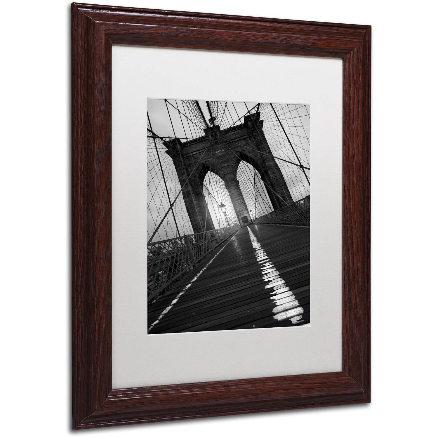 Trademark Fine Art "Brooklyn Bridge Study I" Canvas Art by Moises Levy White Matte, Wood Frame