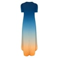 thumbnail image 5 of cfhntfmh Casual Dresses for Women Crewneck Short Sleeve Long T-Shirt Dress Gradient Print Baggy Beach Maxi Dress with Pockets, 5 of 5