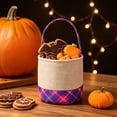 thumbnail image 5 of Halloween Basket Imitation Linen Storage Basket Trick or Treat Candy Bucket Handheld Halloween Party Decor Indoor Outdoor by PALIFEUR, 5 of 6