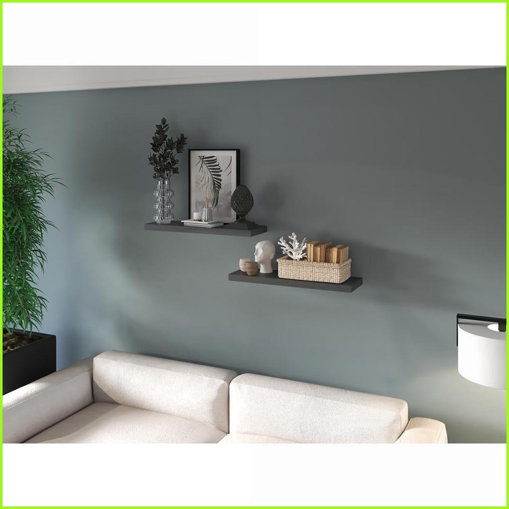Floating Shelves Set of 2, Modern Wall Mounted | Engineered Wood | Matte Gray