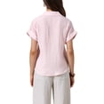 thumbnail image 3 of INSPIRE CHIC Button Up Shirt for Women's Casual Work Short Sleeve Summer Collared Blouse M Pink, 3 of 6