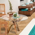 thumbnail image 2 of Rustic Teak Wood Root Bar Table Including 47 Inch Round Glass Top, 2 of 5