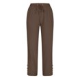 thumbnail image 5 of vdgthytj Women Cotton Linen Palazzo Pants Elastic High Waist Drawstring Trousers Solid Color Loose Pants with Pockets, 5 of 5